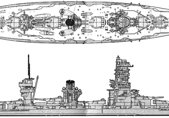 Корабль IJN Yamashiro [Battleship] (1942) - чертежи, габариты, рисунки